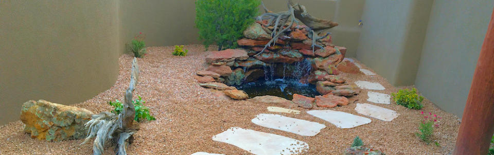 Landscaping water feature, fountain, waterfall, backyard